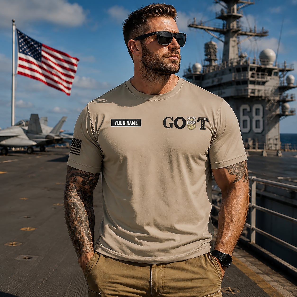 Custom Name US Navy Master Chief GOAT Since 1893 3D T-Shirt