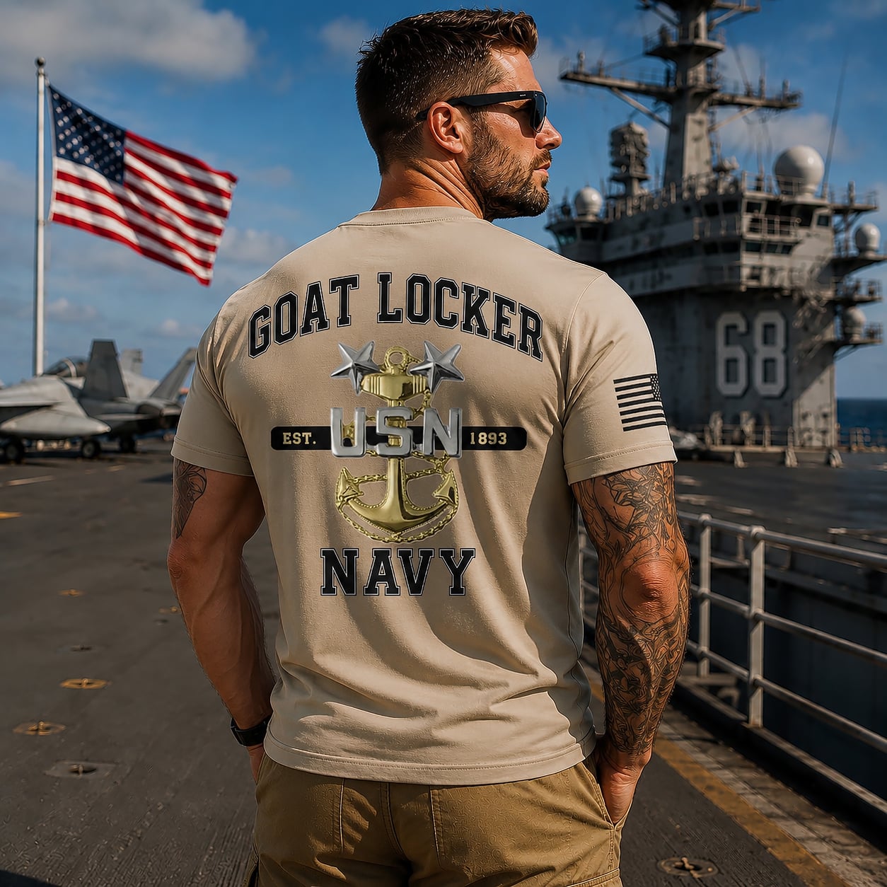 Custom Name US Navy Master Chief GOAT Since 1893 3D T-Shirt