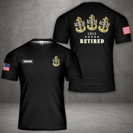 Custom Name US Navy Chief Since 1893 3D T-Shirt