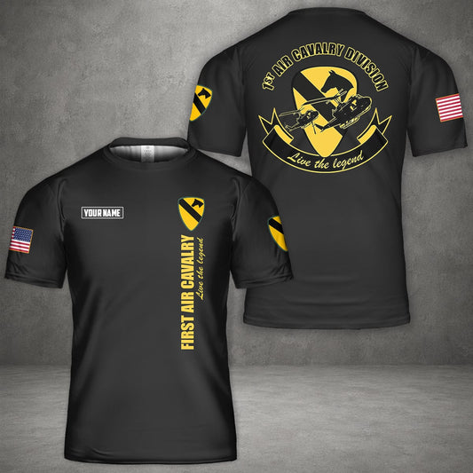 Custom Name US Army 1st Air Cavalry Division Air Cav 3D T-Shirt