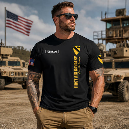 Custom Name US Army 1st Air Cavalry Division Air Cav 3D T-Shirt