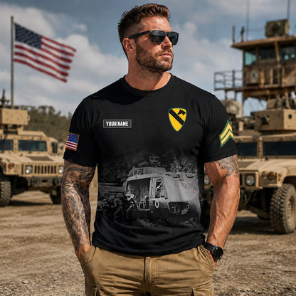 Custom Name & Rank 7th Cavalry Regiment (1st Cavalry Division) Ia Drang Veteran 3D T-shirt
