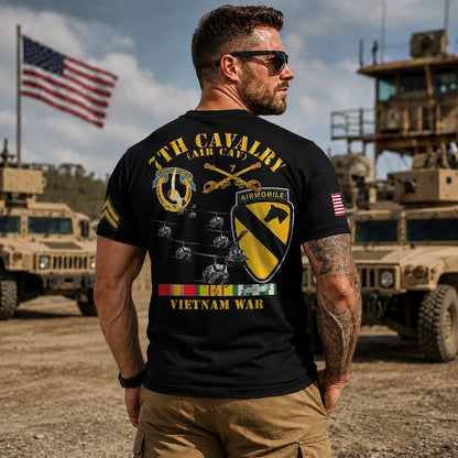 Custom Name & Rank 7th Cavalry Regiment (1st Cavalry Division) Ia Drang Veteran 3D T-shirt
