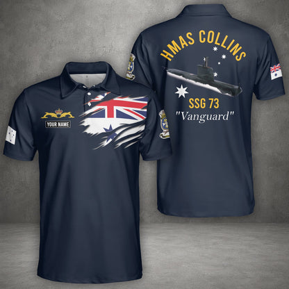 Custom Name Royal Australian Navy HMAS Collins (SSG 73) Polo Shirt