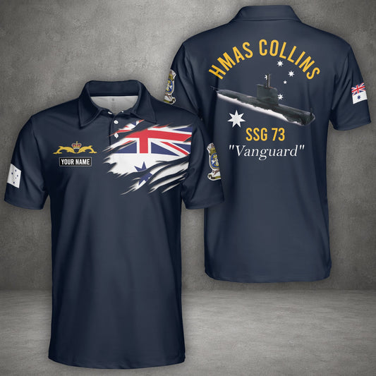 Custom Name Royal Australian Navy HMAS Collins (SSG 73) Polo Shirt