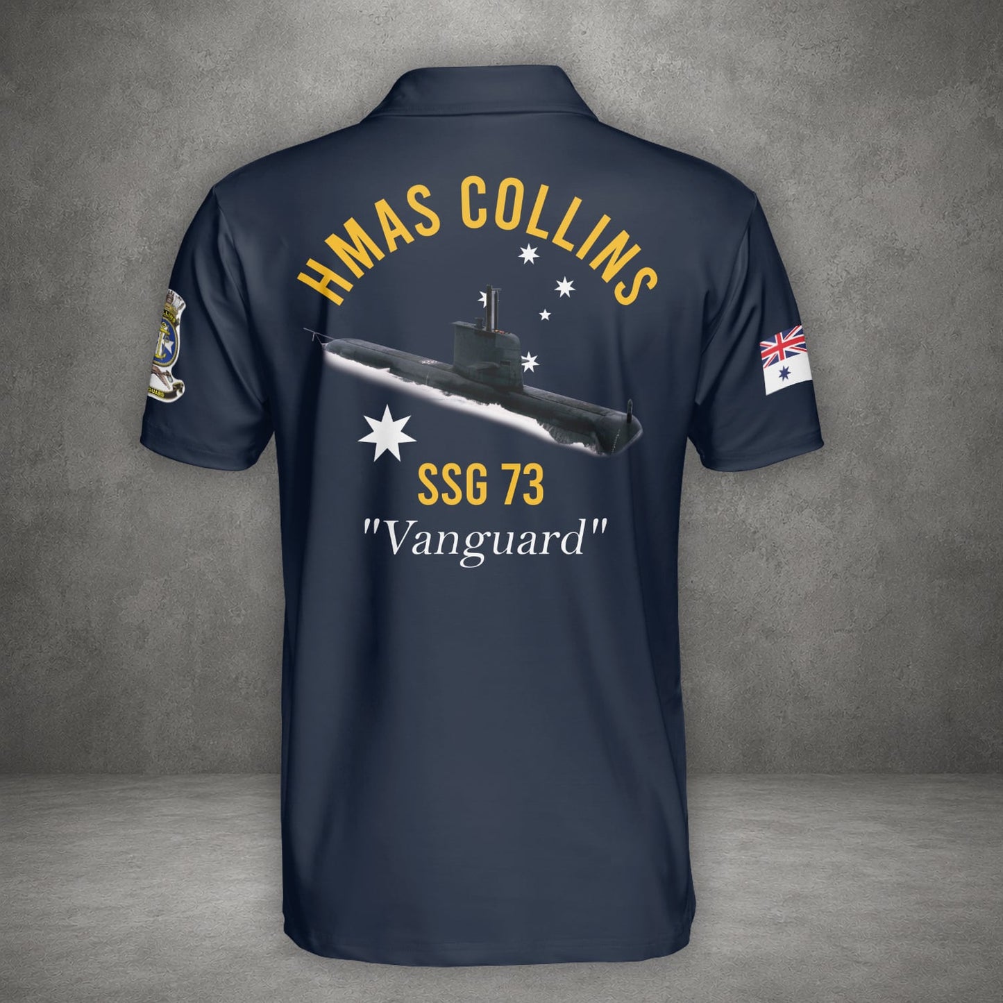 Custom Name Royal Australian Navy HMAS Collins (SSG 73) Polo Shirt