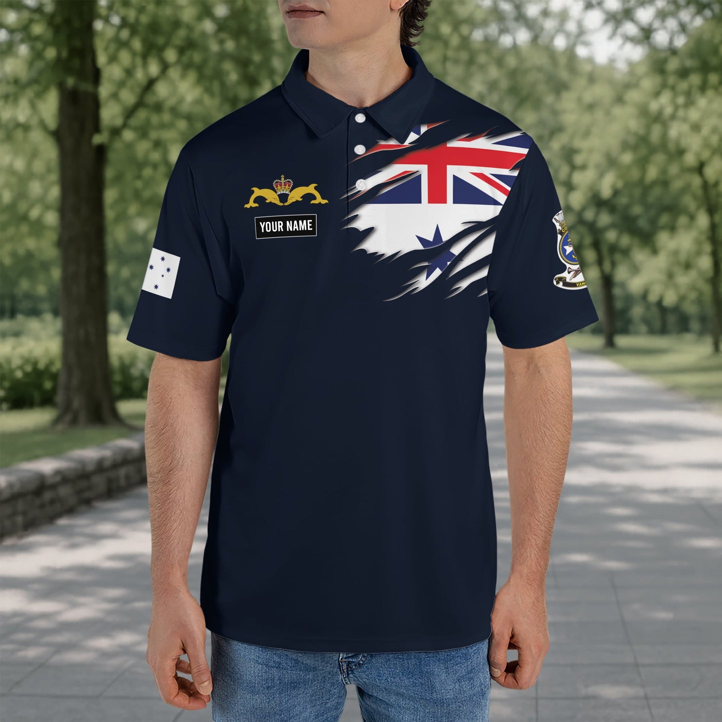 Custom Name Royal Australian Navy HMAS Collins (SSG 73) Polo Shirt
