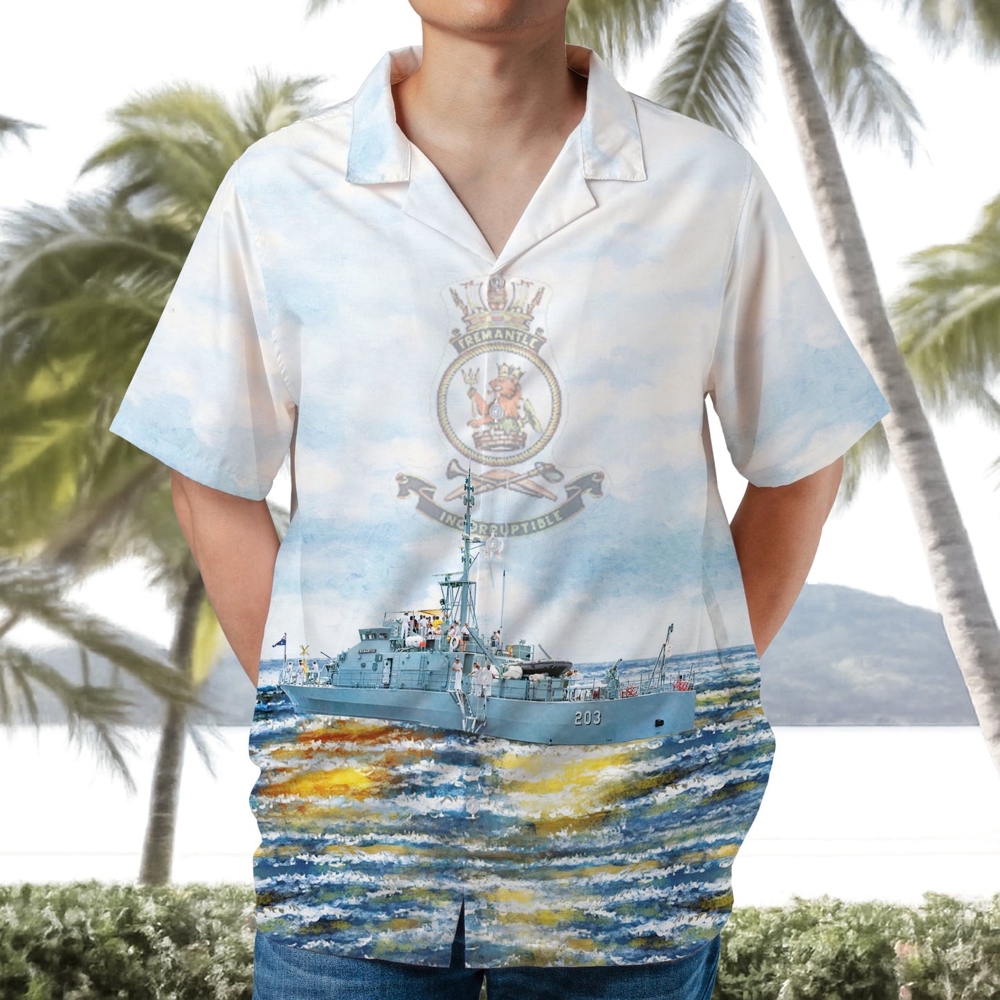Royal Australian Navy HMAS Fremantle (FCPB 203) Fremantle-Class Patrol Boat Hawaiian Shirt