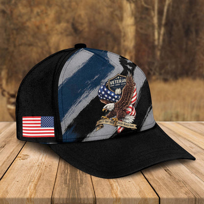 Custom Name Veteran Soldier Eagle American Flag Pattern Black Bomber Jacket / Combo