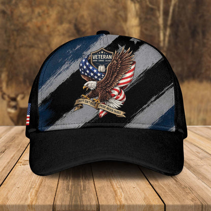 Custom Name Veteran Soldier Eagle American Flag Pattern Black Bomber Jacket / Combo