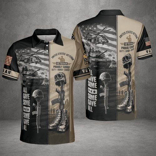 All Gave Some Veteran Polo Shirt, Patriotic Military Polo Shirt For Men
