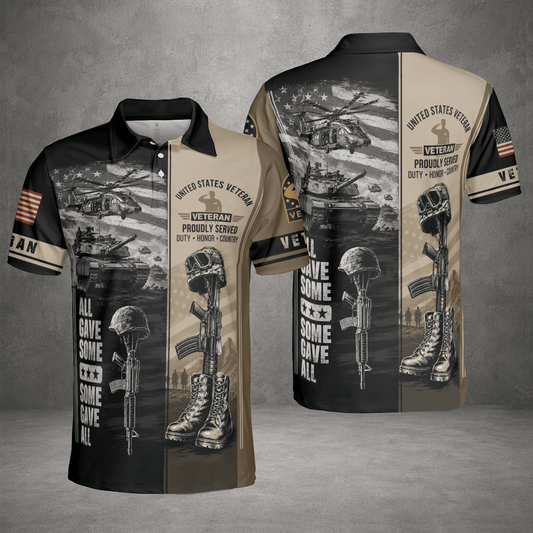All Gave Some Veteran Polo Shirt, Patriotic Military Polo Shirt For Men