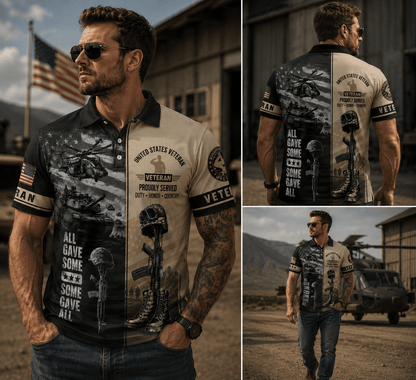 All Gave Some Veteran Polo Shirt, Patriotic Military Polo Shirt For Men