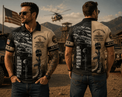 All Gave Some Veteran Polo Shirt, Patriotic Military Polo Shirt For Men