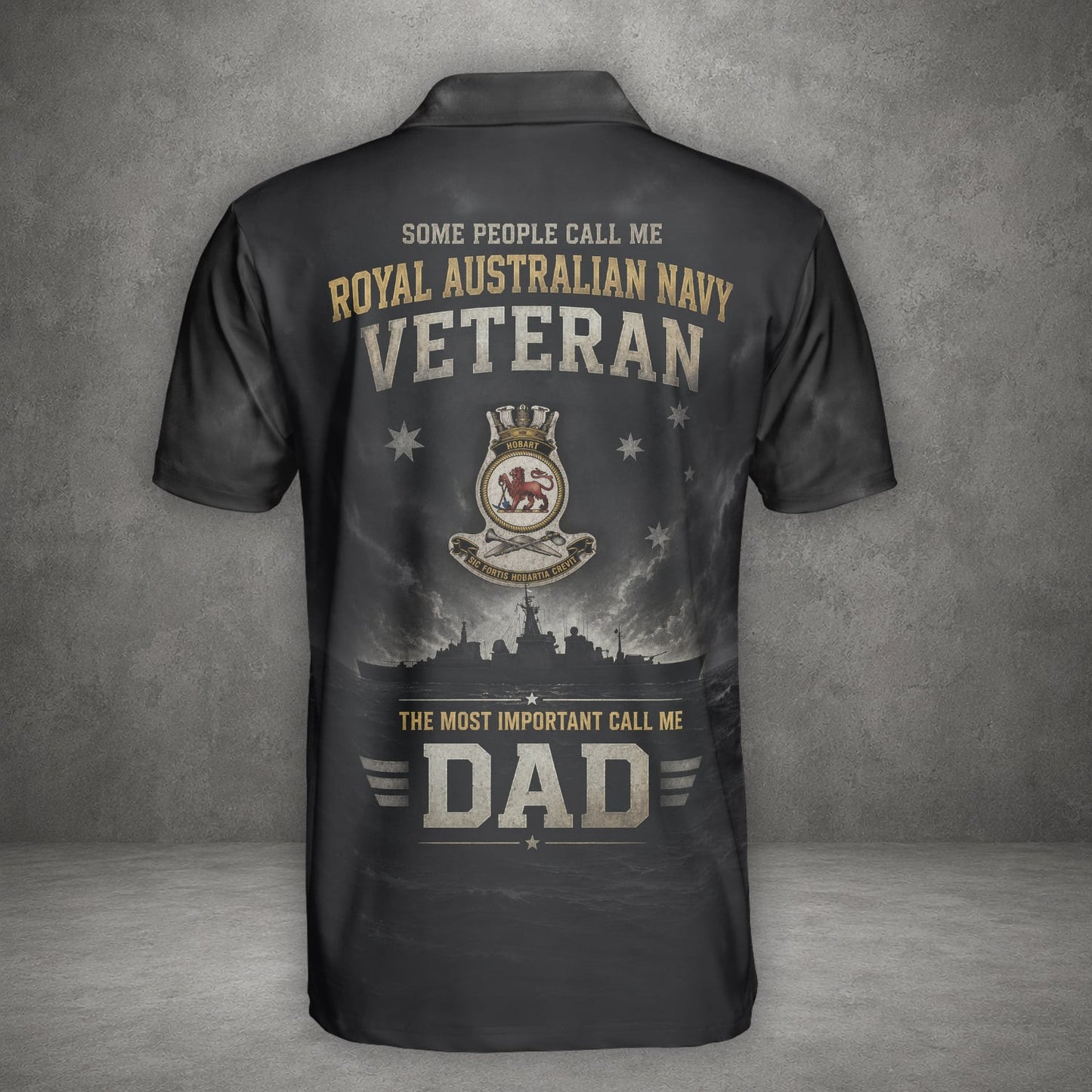 Custom Name Royal Australian Navy RAN HMAS Hobart (D 39) Veteran Polo Shirt