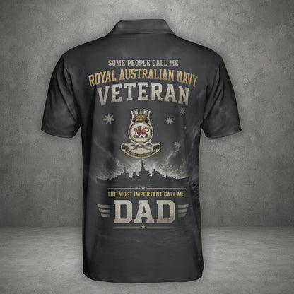 Custom Name Royal Australian Navy RAN HMAS Hobart (D 39) Veteran Polo Shirt