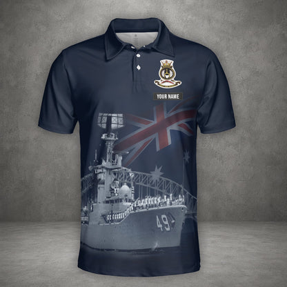 Custom Name Royal Australian Navy RAN HMAS Derwent (DE 49) Veteran Polo Shirt