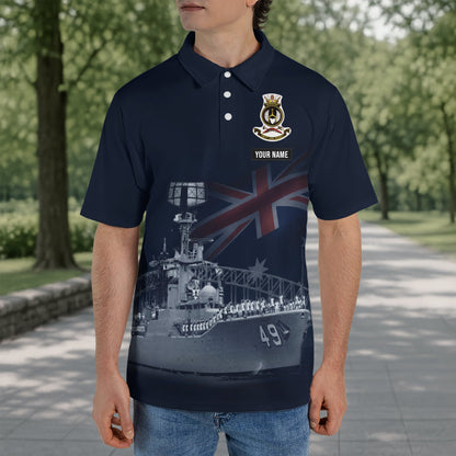 Custom Name Royal Australian Navy RAN HMAS Derwent (DE 49) Veteran Polo Shirt