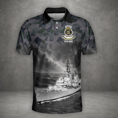 Custom Name Royal Australian Navy RAN HMAS Brisbane (D 41) Veteran Polo Shirt