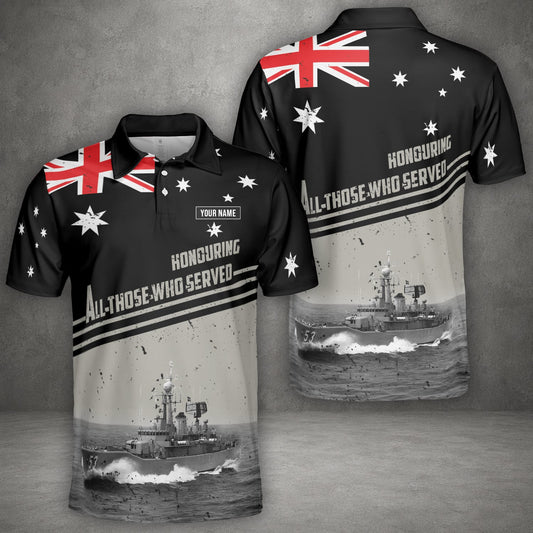 Custom Name Royal Australian Navy HMAS Torrens (DE 53) Polo Shirt