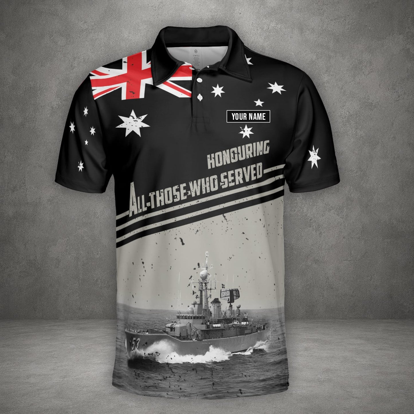 Custom Name Royal Australian Navy HMAS Torrens (DE 53) Polo Shirt