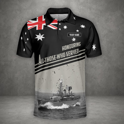 Custom Name Royal Australian Navy HMAS Torrens (DE 53) Polo Shirt