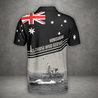 Custom Name Royal Australian Navy HMAS Torrens (DE 53) Polo Shirt