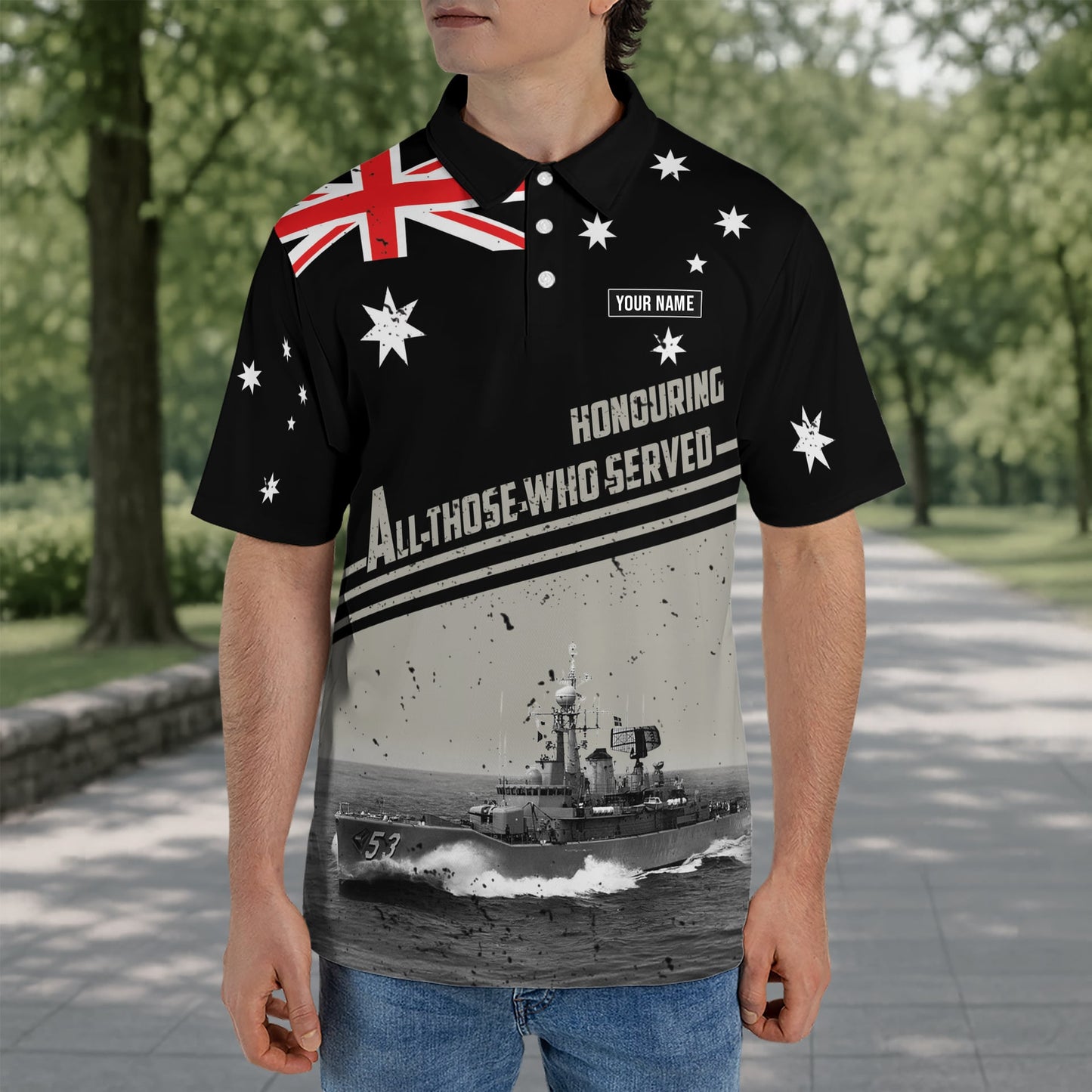 Custom Name Royal Australian Navy HMAS Torrens (DE 53) Polo Shirt
