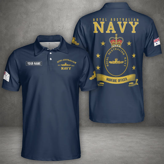 Custom Name Royal Australian Navy Warfare Officer Badge Polo Shirt