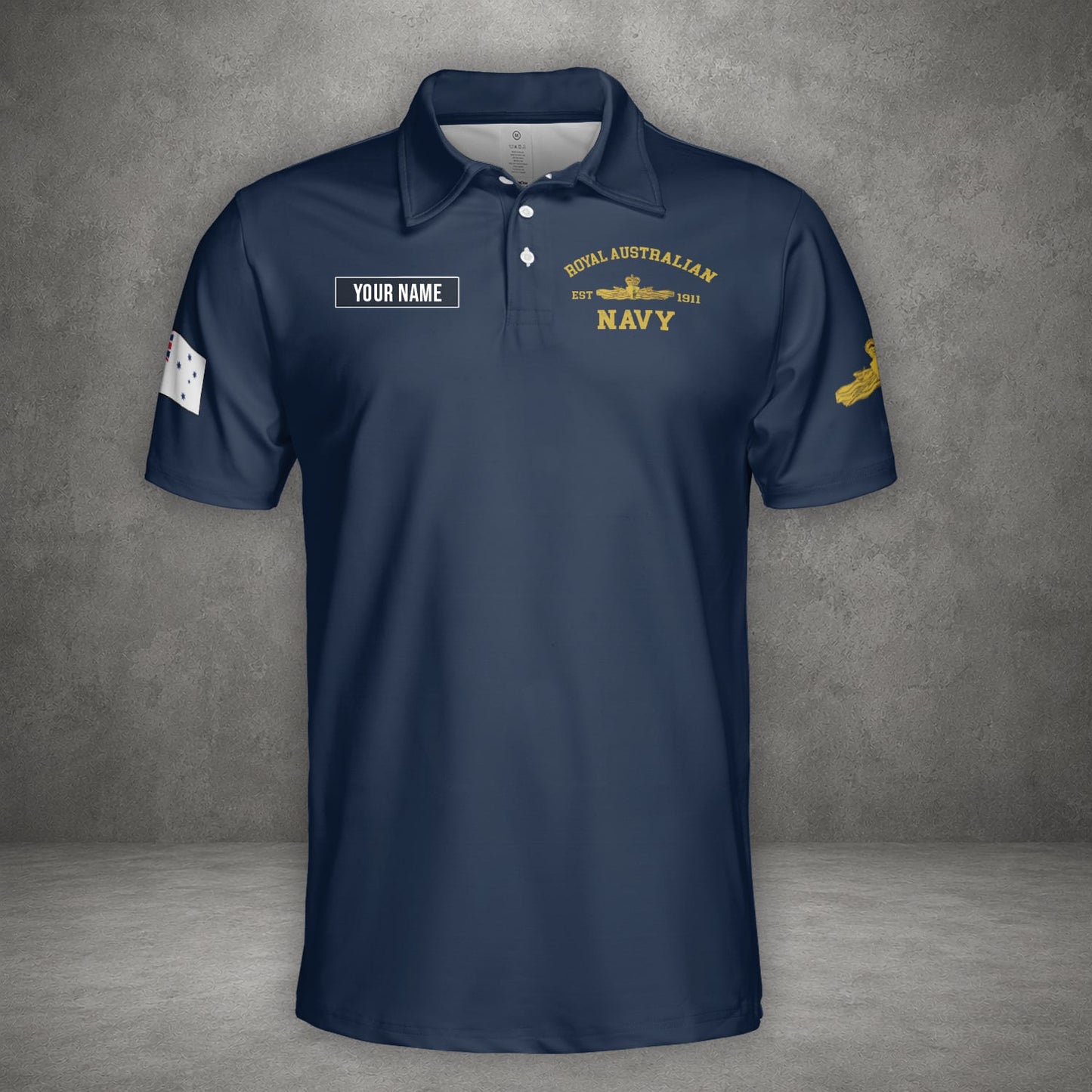 Custom Name Royal Australian Navy Warfare Officer Badge Polo Shirt