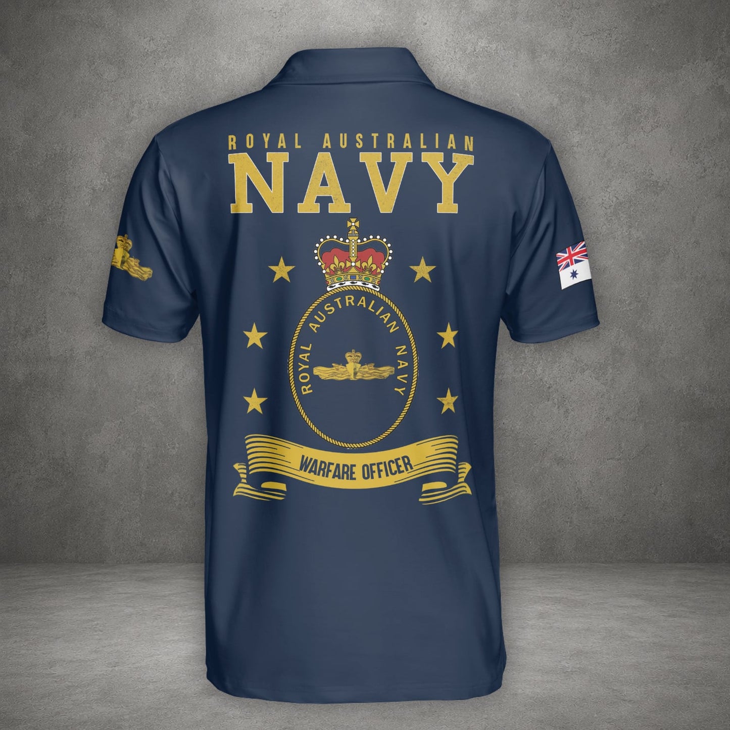Custom Name Royal Australian Navy Warfare Officer Badge Polo Shirt
