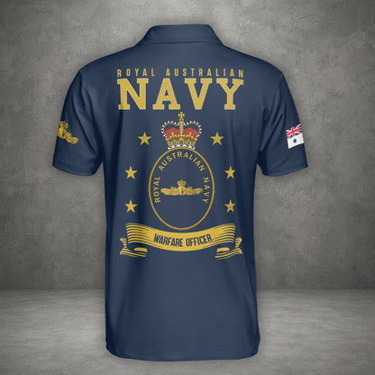 Custom Name Royal Australian Navy Warfare Officer Badge Polo Shirt
