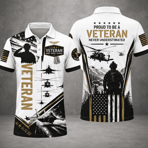Pround To Be A Veteran Never Understimated Polo Shirt