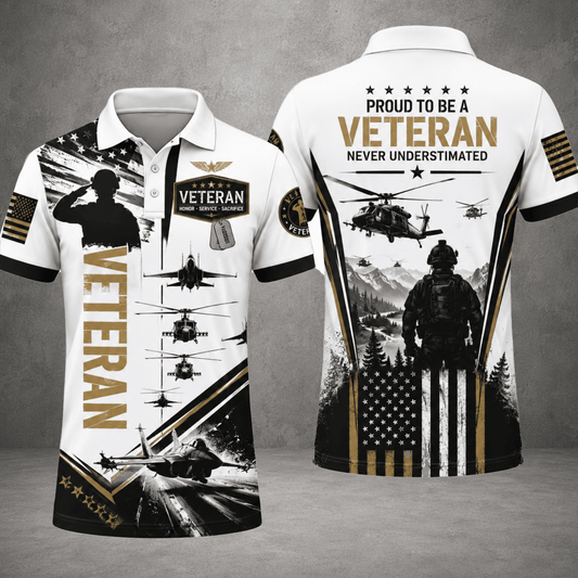 Pround To Be A Veteran Never Understimated Polo Shirt