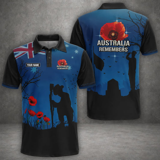 Custom Name Australian Defence Force, Australia Remembers Polo Shirt