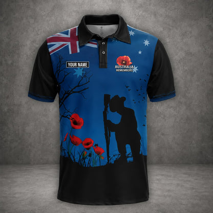 Custom Name Australian Defence Force, Australia Remembers Polo Shirt