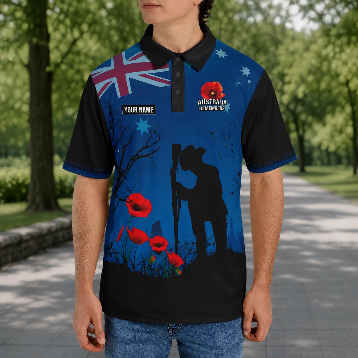 Custom Name Australian Defence Force, Australia Remembers Polo Shirt