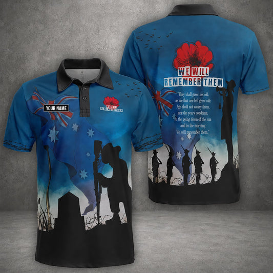 Custom Name Australian Defence Force Remembrance Polo Shirt