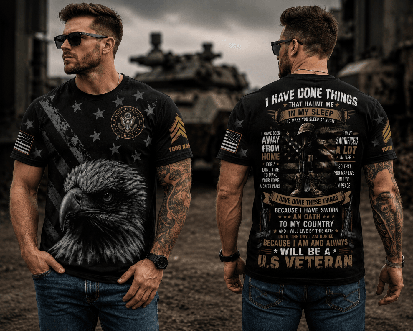 Custom Name I Have Done Things Veteran American Flag Eagle Pattern 3D T-Shirt