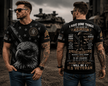 Custom Name I Have Done Things Veteran American Flag Eagle Pattern 3D T-Shirt