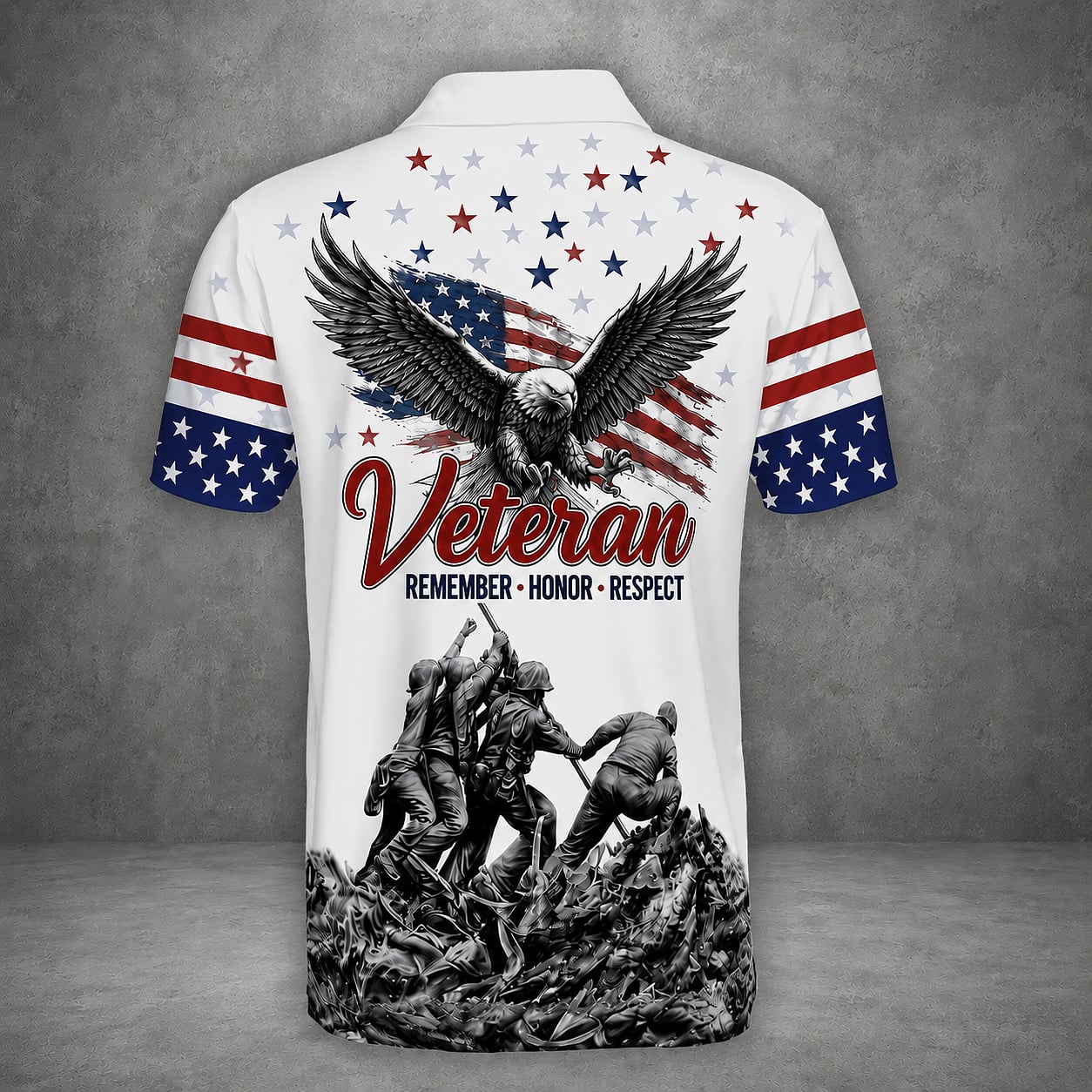 Custom Name US Military Veteran Polo Shirt
