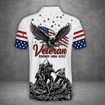 Custom Name US Military Veteran Polo Shirt