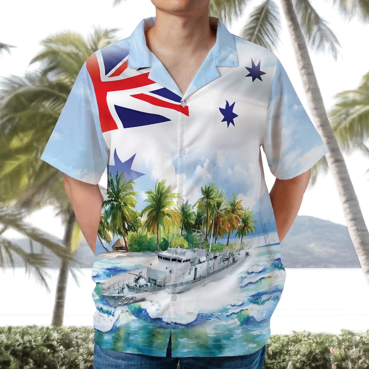 Royal Australian Navy HMAS Fremantle (FCPB 203) Hawaiian Shirt, Patrol Boat Military Aloha Shirt