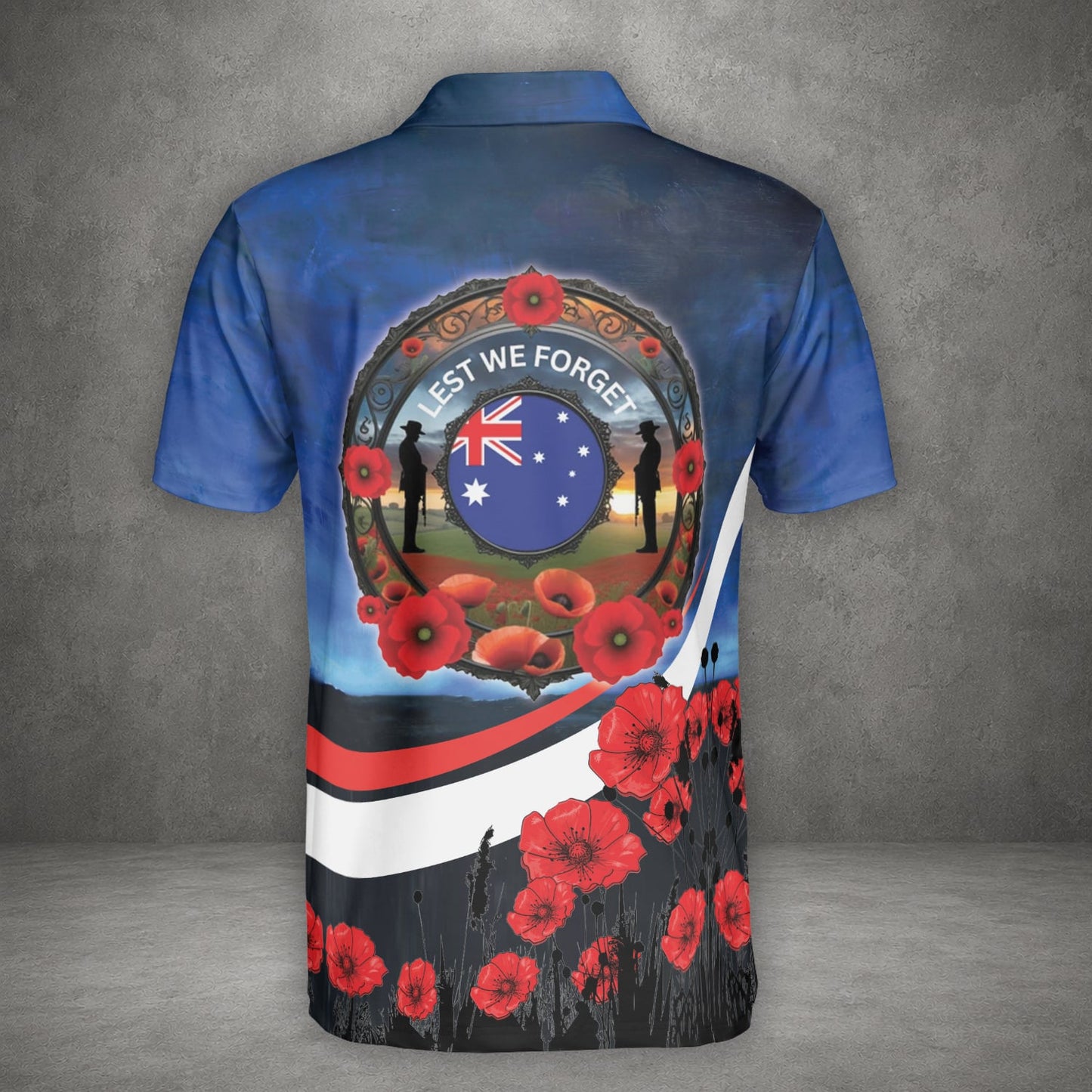 Custom Name Australian Defence Force Lest We Forget Remembrance Day Polo Shirt