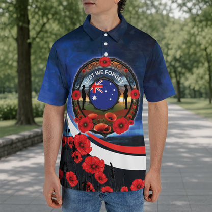 Custom Name Australian Defence Force Lest We Forget Remembrance Day Polo Shirt
