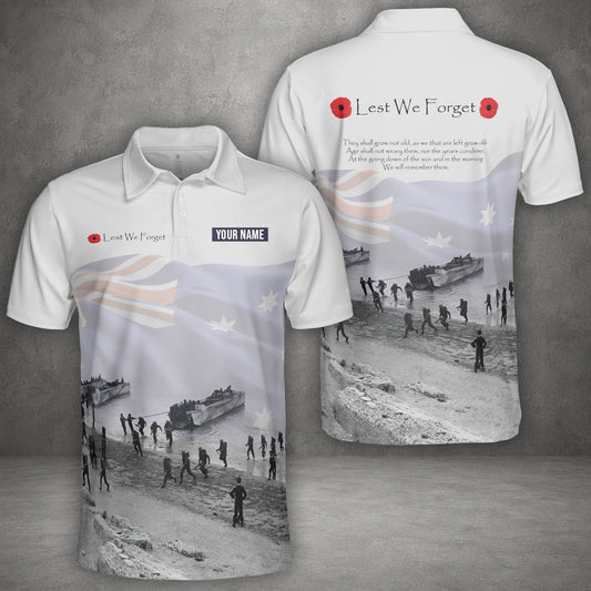 Custom Name Australian Defence Force Remembrance Day Lest We Forget Polo Shirt
