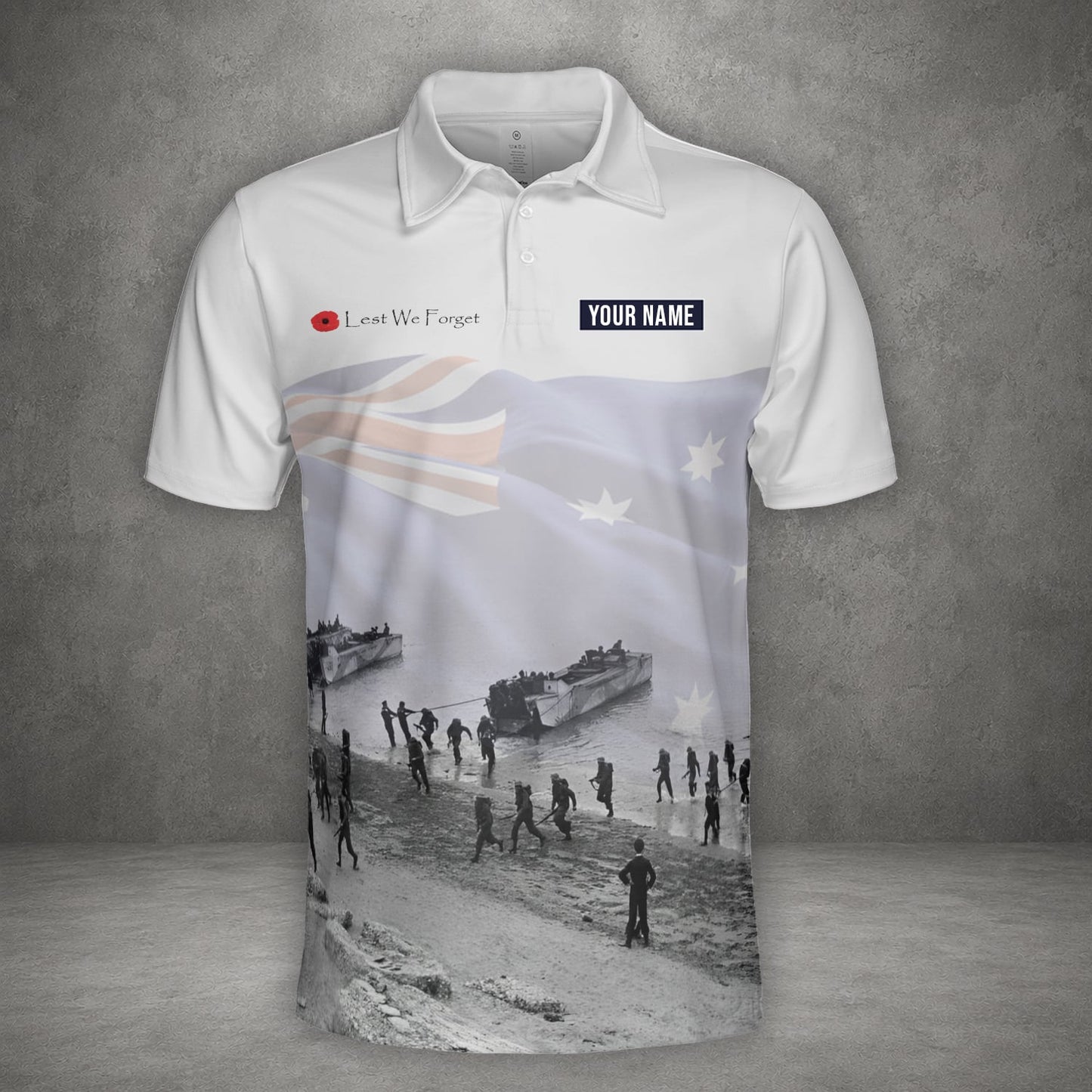 Custom Name Australian Defence Force Remembrance Day Lest We Forget Polo Shirt