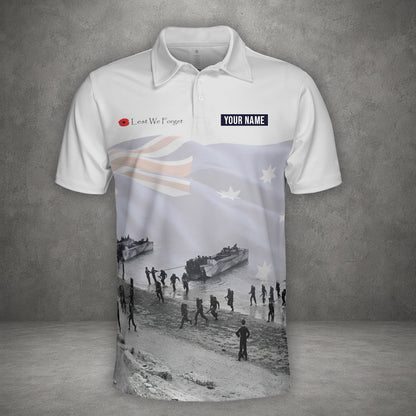 Custom Name Australian Defence Force Remembrance Day Lest We Forget Polo Shirt