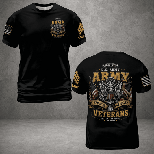 Custom Name US Army Veteran American Flag Pattern Men's 3D Shirt