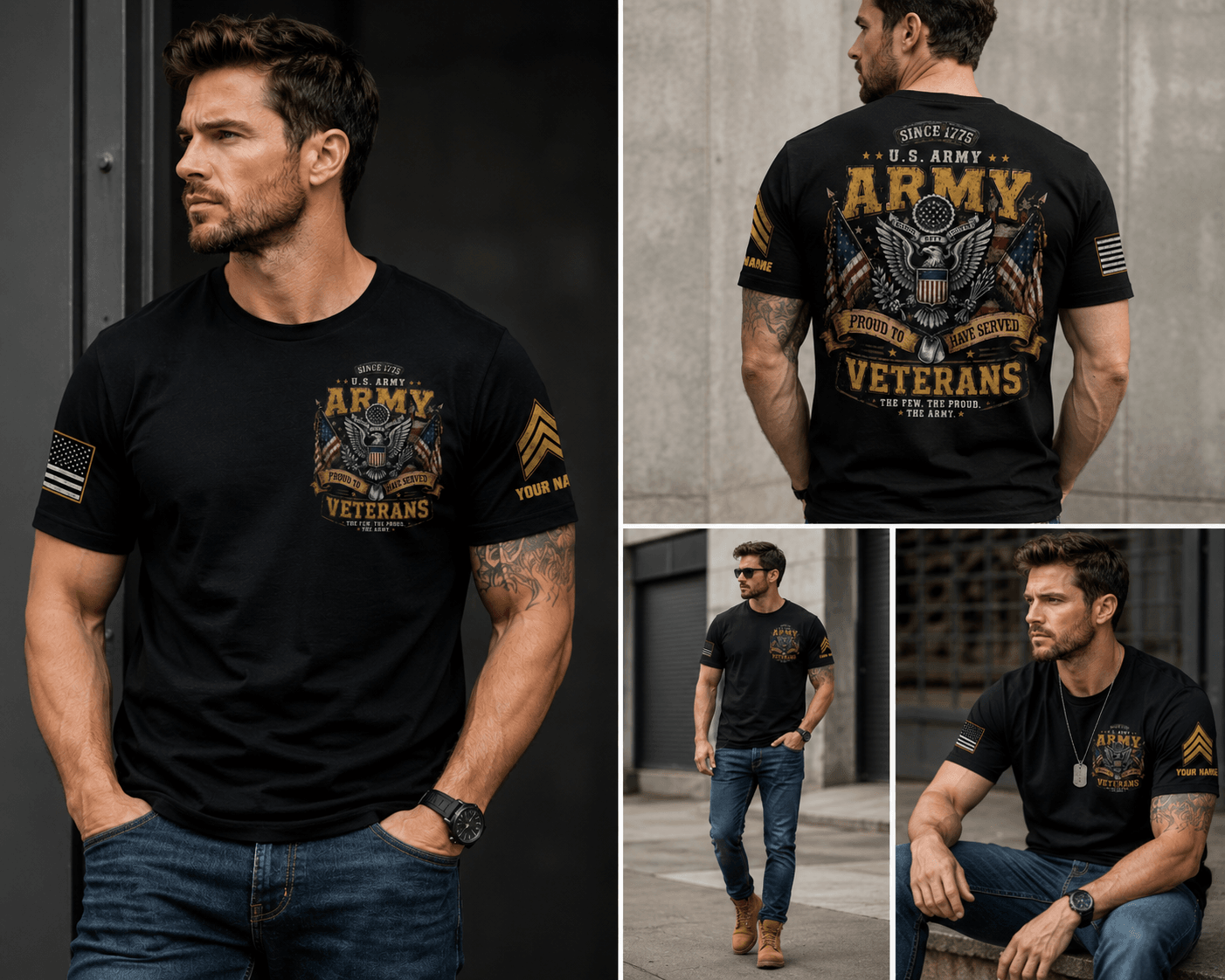 Custom Name US Army Veteran American Flag Pattern Men's 3D Shirt